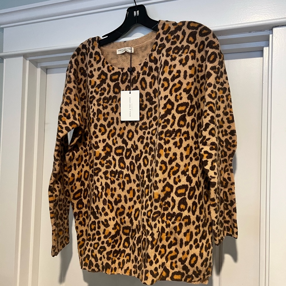 Spell Wildcat Sweater - NWT - Tan and Brown Leopard - NWT - Sz. M- 🐆🐆🐆🐆🐆 - Picture 5 of 10
